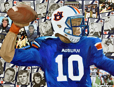 Football Painting Royalty Free Images - Auburn Tigers Quarterback #10 Royalty-Free Image by Michael Lee