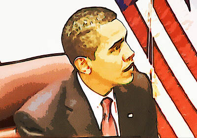 Politicians Digital Art Royalty Free Images - Barack Obama Royalty-Free Image by Susan Leggett