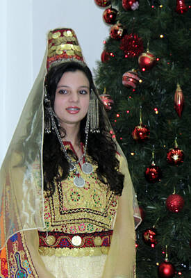 Sara Habecker Folk Print - Bethlehemite in Beige Traditional Dress by Munir Alawi