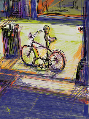 City Scenes Mixed Media Rights Managed Images - Bike at Rest Royalty-Free Image by Russell Pierce