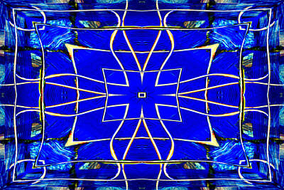 Modern Man Mid Century Modern - Blue Kaleidoscope by Marie Jamieson