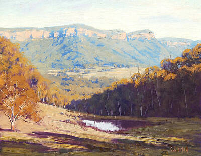 Mountain Royalty-Free and Rights-Managed Images - Blue Mountains paintings by Graham Gercken