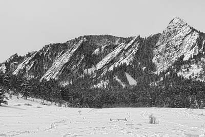 James Bo Insogna Royalty Free Images - Boulder Colorado Flatirons With Snow BW Royalty-Free Image by James BO Insogna