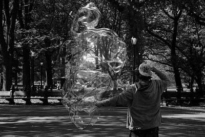Abstract Graphics - BUBBLE BOY OF CENTRAL PARK in BLACK AND WHITE by Rob Hans