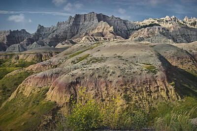 Randall Nyhof Royalty-Free and Rights-Managed Images - Butte formation in Badlands National Park by Randall Nyhof