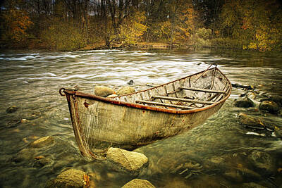 Randall Nyhof Royalty-Free and Rights-Managed Images - Canoe on the Thornapple River by Randall Nyhof