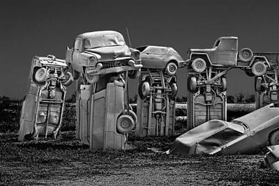 Randall Nyhof Royalty-Free and Rights-Managed Images - Car Henge in Alliance Nebraska by Randall Nyhof