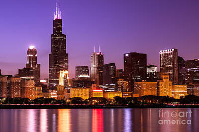 City Scenes Photos - Chicago Skyline at Night High Resolution Image by Paul Velgos