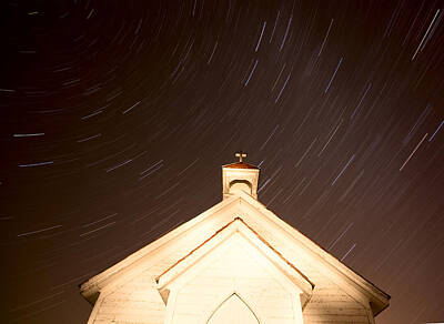 Bicycle Graphics - Church Night Star Trails  by Mark Duffy