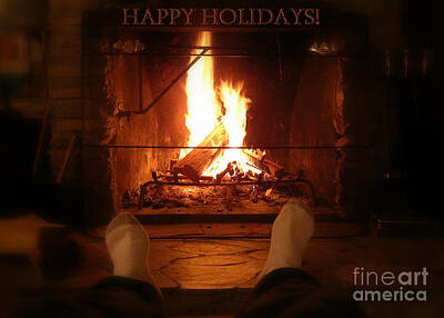 Soccer Patents Rights Managed Images - Cozy Cabin Holiday Card Royalty-Free Image by Carol Groenen
