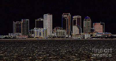 Abstract Skyline Photo Rights Managed Images - Energized Tampa - Digital Art Royalty-Free Image by Carol Groenen