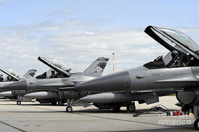 Chinese New Year - F-16 Fighting Falcons Await To Launch by Stocktrek Images