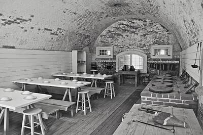Reptiles - Fort Macon Mess Hall BW 9078 by Michael Peychich