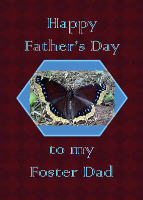 Travel Luggage - Foster Dad Fathers Day Card - Mourning Cloak Butterfly by Carol Senske