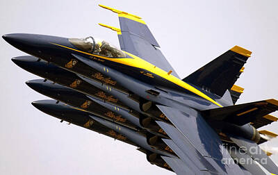 Driveby Photos - Four Blue Angels Fa-18c Hornets Perform by Stocktrek Images