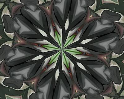 Florals Digital Art - Green Floral Kaleidoscope by David Lane