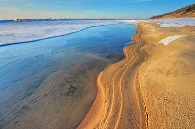 Pixel Art Mike Taylor - Iced Lake Michigan Shoreline by Dean Pennala