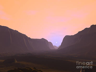Science Fiction Royalty Free Images - Illustration Of A Martian Sunrise Royalty-Free Image by Walter Myers