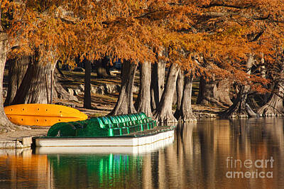 Colorful People Abstract - Indian Summer Lake with paddleboats by Andre Babiak