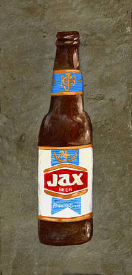 Best Sellers - Beer Paintings - Jax Beer Bottle 3 by Elaine Hodges