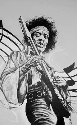Rock And Roll Rights Managed Images - JIMI in BLACK AND WHITE  Royalty-Free Image by Rob Hans