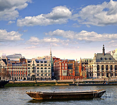 Skylines Royalty-Free and Rights-Managed Images - London skyline from Thames river by Elena Elisseeva