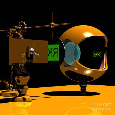 Steampunk Digital Art - Mechanical Oculist Green by Russell Kightley