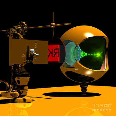 Steampunk Digital Art - Mechanical Oculist Red by Russell Kightley
