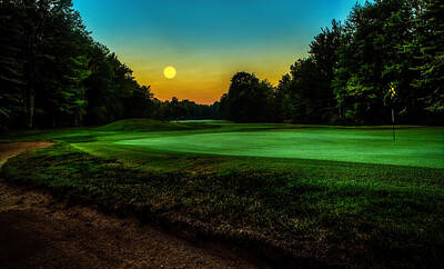 Everet Regal Royalty-Free and Rights-Managed Images - Moon Setting Over the Green by Everet Regal