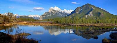 Patriotic Signs - Mount Rundle In Banff National Park by Richard Wear