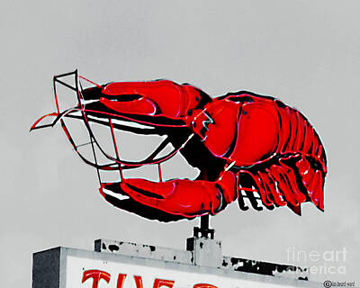 Civil War Art - Neon Crawfish on Hwy 61 Baton Rouge by Lizi Beard-Ward