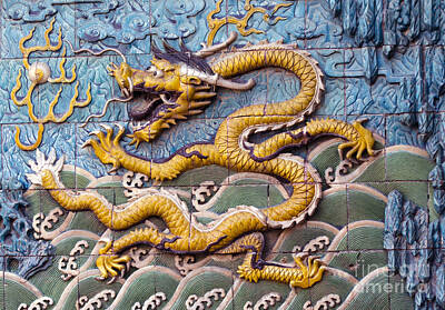 Wildlife Photography - Nine Dragon Wall at Forbidden City 5 of 5 by Terri Winkler