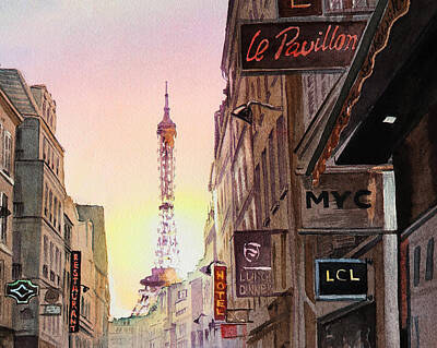 Painting Royalty Free Images - Paris Eiffel Tower Royalty-Free Image by Irina Sztukowski