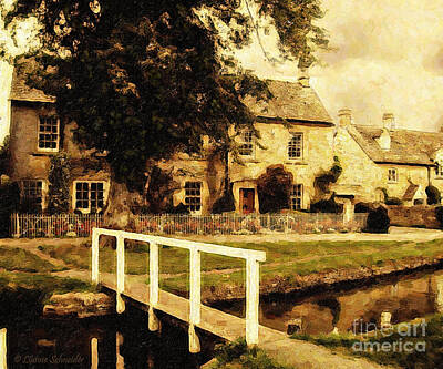 Impressionism Digital Art Rights Managed Images - Passing Through the Cotswolds Royalty-Free Image by Lianne Schneider