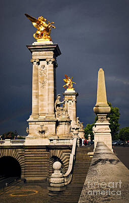 Landmarks Photo Royalty Free Images - Pont Alexander III in Paris before storm Royalty-Free Image by Elena Elisseeva