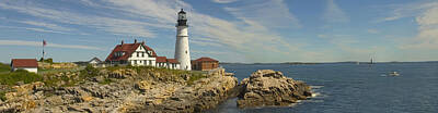 Transportation Digital Art Rights Managed Images - Portland Head Light Panorama  Royalty-Free Image by Mike McGlothlen