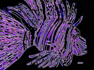Coy Fish Michael Creese Paintings Rights Managed Images - Purple Lion Fish Royalty-Free Image by Susan Kubes