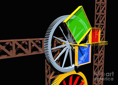 Steampunk Digital Art - Pythagorean Machine Landscape 2 by Russell Kightley