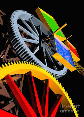 Steampunk Digital Art - Pythagorean Machine Portrait 4 by Russell Kightley