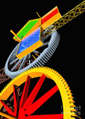 Steampunk Digital Art - Pythagorean Machine Portrait 5 by Russell Kightley