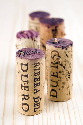 Food And Beverage Photos - Red wine corks from Ribera del Duero by Frank Tschakert