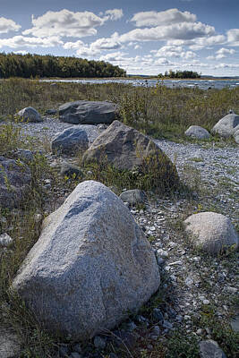 Randall Nyhof Photo Royalty Free Images - Rocks along the Shore at North Point Royalty-Free Image by Randall Nyhof