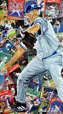 Baseball Paintings - Roger Clemons by Michael Lee