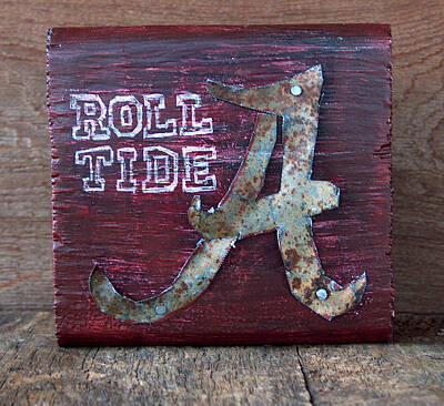 Best Sellers - Football Mixed Media - Roll Tide - Small by Racquel Morgan