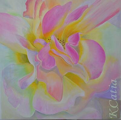 Roses Paintings - Rose Bleue by KCatia Creole Art