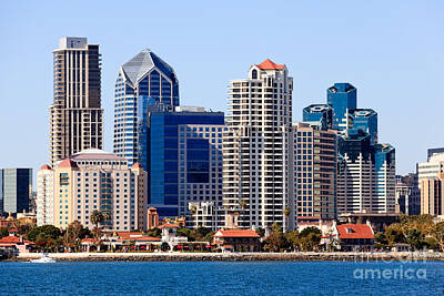 United States Map Designs Rights Managed Images - San Diego Skyline Photo Royalty-Free Image by Paul Velgos