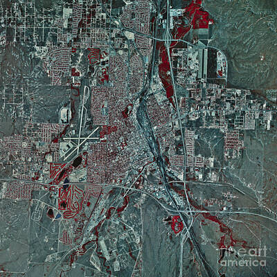 Michael Tompsett Maps - Satellite View Of Cheyenne, Wyoming by Stocktrek Images