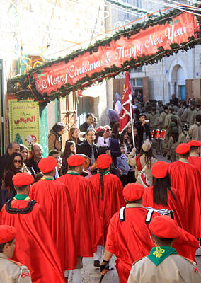 Cabin Signs Royalty Free Images - Scouts Parade in Bethlehem at Star Street Royalty-Free Image by Munir Alawi