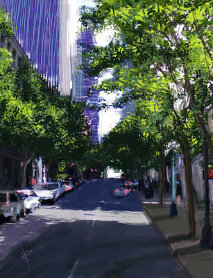 City Scenes Mixed Media Rights Managed Images - Seattle in the Shade Royalty-Free Image by Russell Pierce