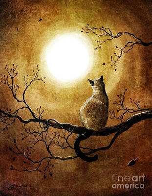 Laura Iverson Digital Art - Siamese Cat in Timeless Autumn by Laura Iverson
